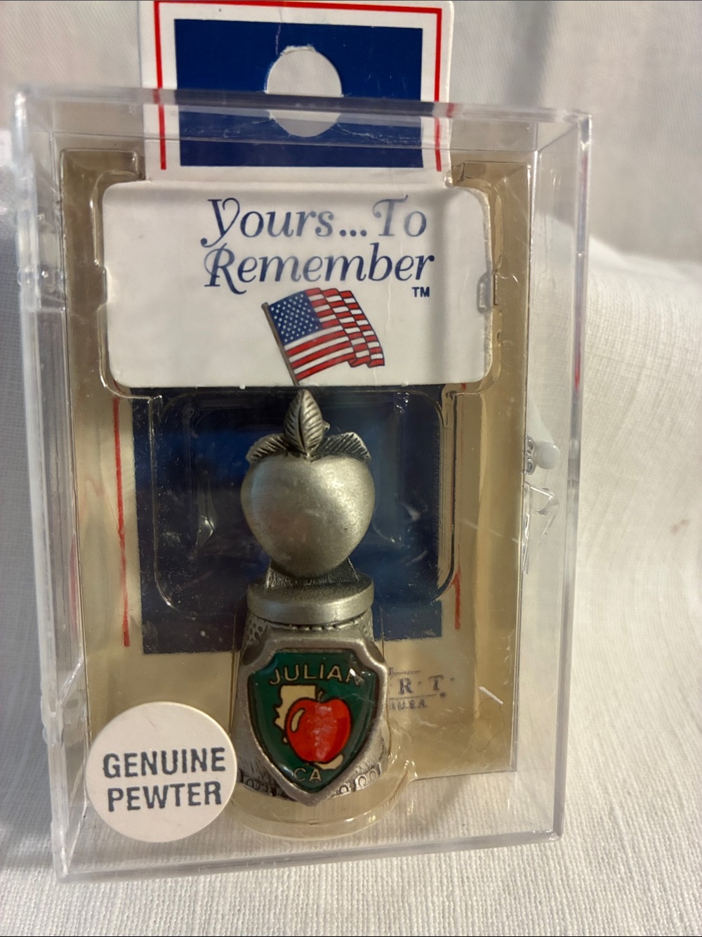 Genuine Pewter Thimble Apple Julian California collectible USA Souvenir Travel
